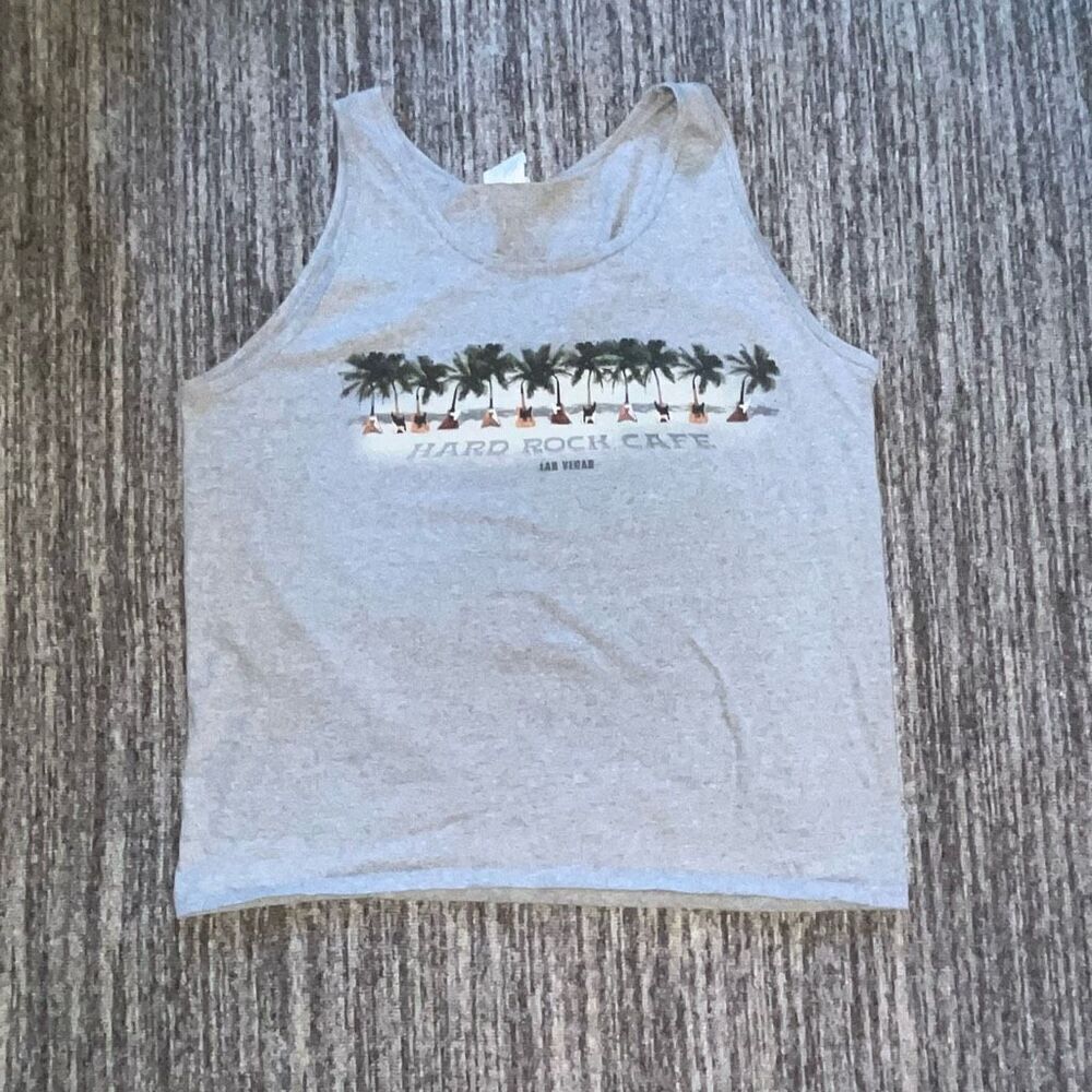 Hard Rock Cafe Las Vegas Men’s XL Tank Grey Vintage Guitar T Shirt Sleeveless‎